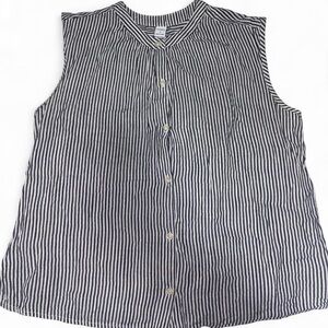 Old Navy white + blue Striped Sleeveless button up blouse